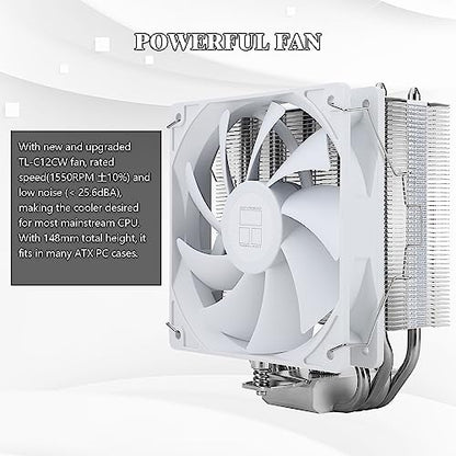 Thermalright Assassin X 120 SE White CPU Cooler, 4×6mm Heat Pipes, 120mm PWM Quiet Fan CPU Air Cooler With S-FDB Bearing, AGHP Technology, For AMD AM4 AM5/Intel 1700/1150/1151/1200(AX120SE WHITE)