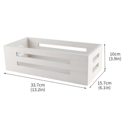 Punorric Wooden Toilet Paper Basket, White Bathroom Storage Basket with Handle, Toilet Paper Organiser Tray for Bath
