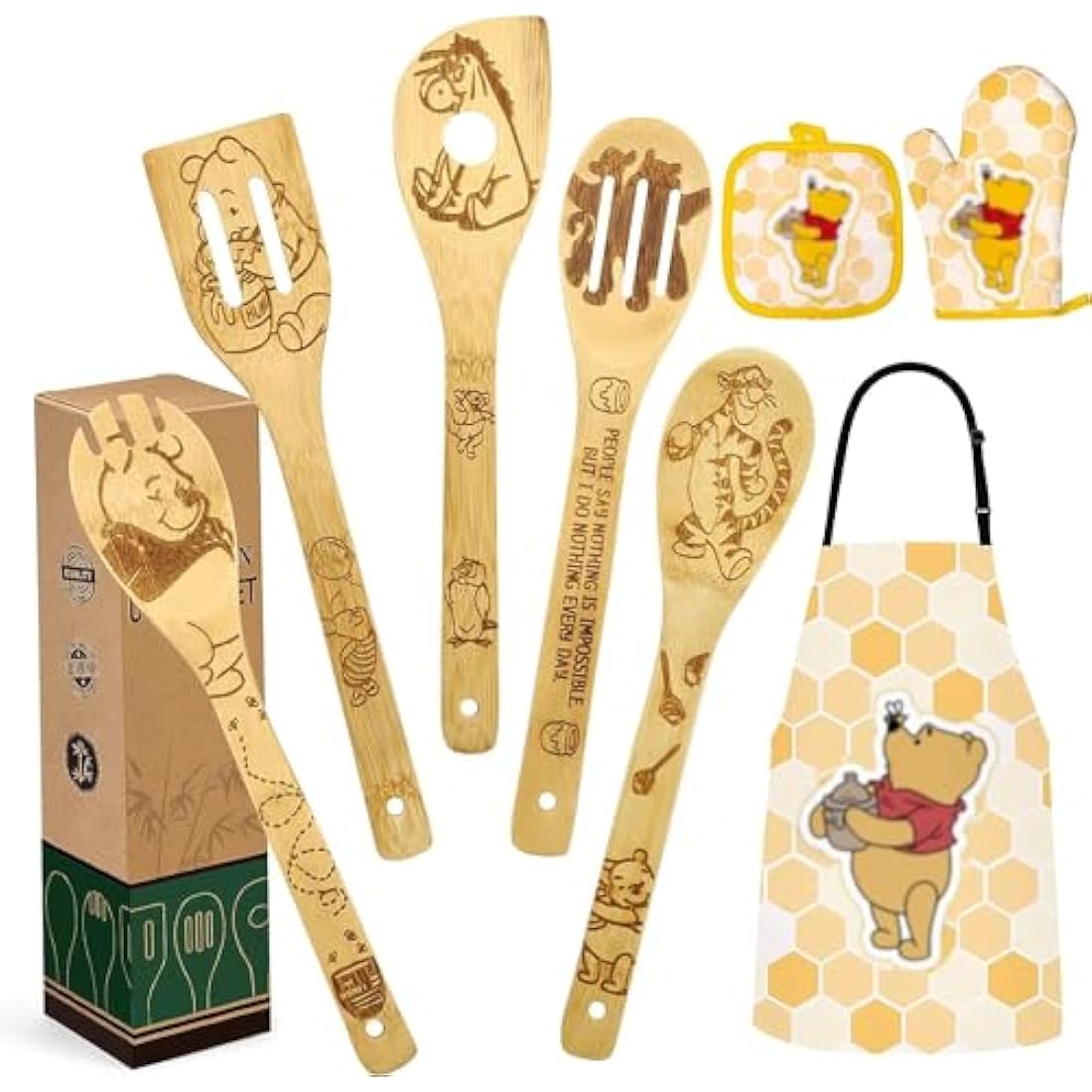 Wooden Spoons for Cooking Bear Cooking Utensils Set,Christmas Gifts for Women Mothers Day Birthday Gift