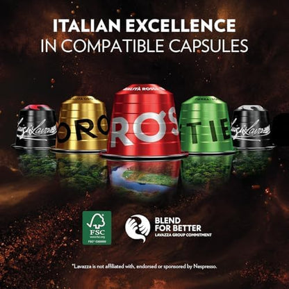 Lavazza, Qualità Rossa, 100 Aluminium Coffee Capsules Compatible with Nespresso Original Machines, Chocolate Notes, Arabica & Robusta, Intensity 10/13, Medium Roasting, Zero CO2 Impact, 10 Packs