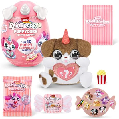 Rainbocorns ZURU Puppycorn Scent Surprise, Brown Dalmatian, by ZURU Surprise Unboxing Soft Toy, Scented Puppy Plush for Girls (Brown Dalmatian)