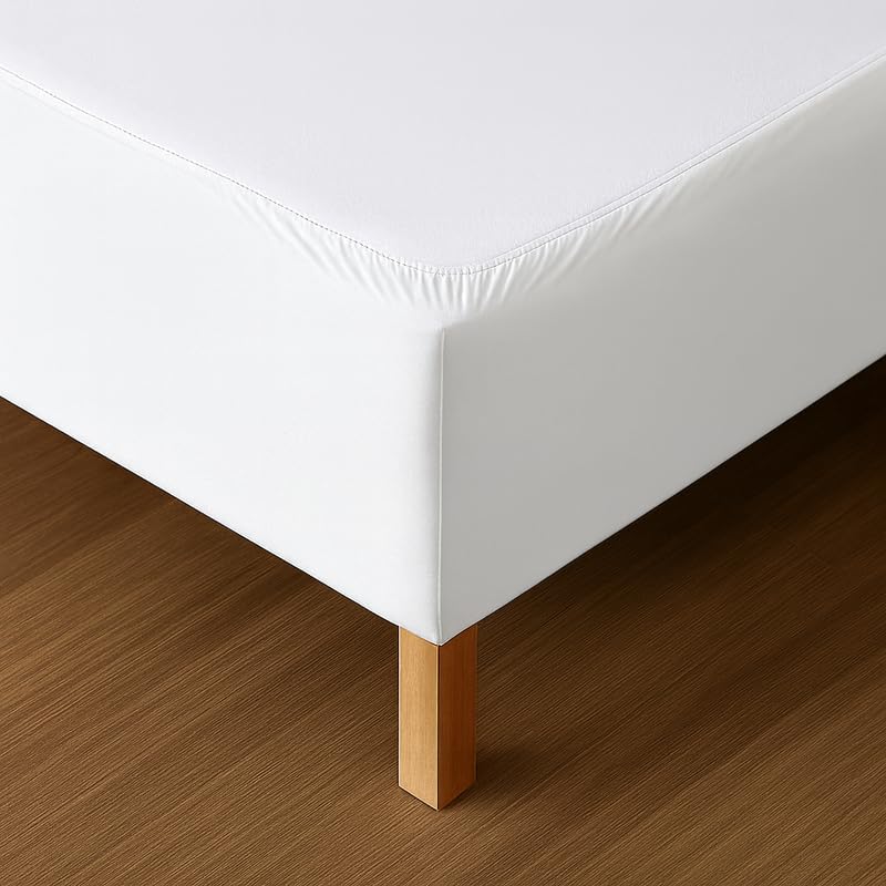 Bed Base Cover 200 x 200 cm White – Soft and Stretchy Fabric – Impeccable Look – Easy to Install