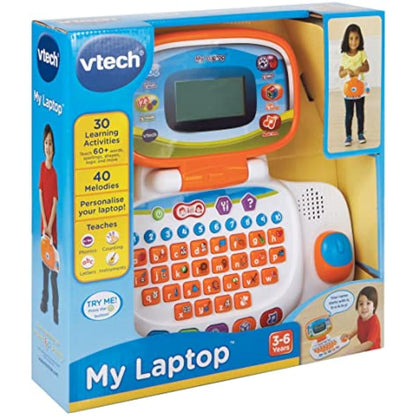 VTech 155403 Pre School Laptop Interactive Educational Kids Computer Toy with 30 Activities Suitable for Children 3, 4, 5+ Year Olds Boys & Girls, White/Orange