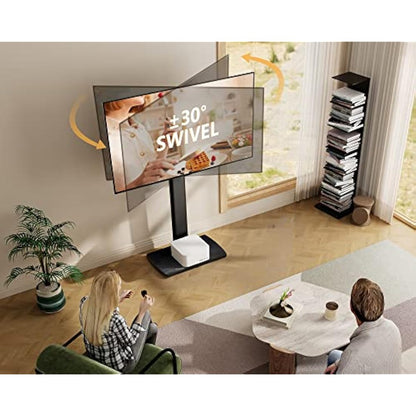 FITUEYES TV Stand with 20mm Wood Base for 32-70 Inch TV, Tall TV Floor Stand with 60° Swivel & 6 Height Adjustment, Cantilever TV Mount Stand Max VESA 600x400mm Holds 40kg