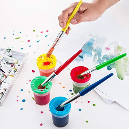 FOVERN1 60 Pieces Sponge painting for Toddlers, Painting Brushes Kits for Kids, Foam Paint Brushes Set, Paint Cups with 1 PCS Waterproof Paint Apron