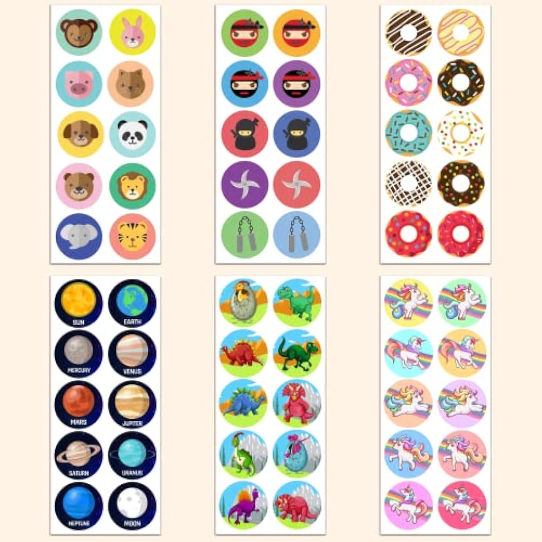 Unicorn Stickers Set - 10 Designs, 20 Sheets, 200 Stickers