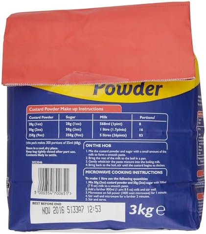 Bird's Original Homemade Taste Instant Custard Powder Dessert Mix, 3 Kg Tub(Pack of 1)