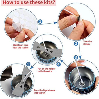 Candle Making Kit, DIY Candle Making Kits Include 50 Candle Wicks, 56 Wicks Sticker, 8 Candle Tins,1 Candle Make Pouring Pot, 4 Pack Candle Wax