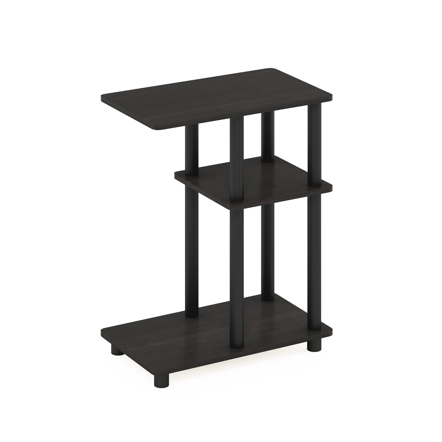 Furinno TURN-N-TUBE Side Table, 3-Tier C-Shape End Table with Open Shelf, Toolless Assembly Night Stand, Bedside Table, for Living Room, Bedroom