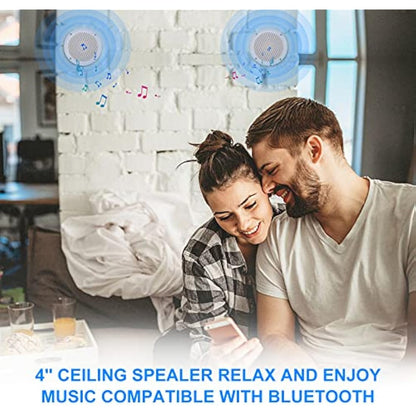 Herdio 160W 4 Inch Ceiling Speaker Kit Amplifier Water Resistant Ceiling Speakers For Bathroom Kitchen Home Outdoor,compatible with Bluetooth