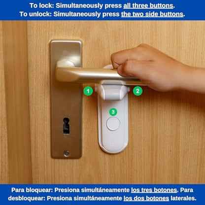 Door Handle Lock, 2 pcs, White, for Children and Pets, Prevents Opening of Doors, Child Proof Door Lock, Toddler Door Latch, Baby Safety Door Blocker, Childproof Door Lever Lock, Babyproofing Door