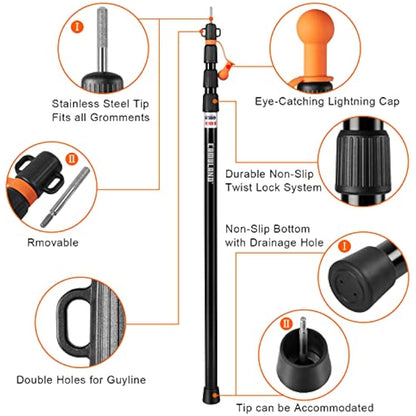 CAMULAND Heavy Duty Tent Poles Set of 2, 34.5” - 110.2” Aluminum Tent Poles for Adjustable, Portable Replacement Telescoping Tent Poles for Camping, Hammock and Awning-4 Section