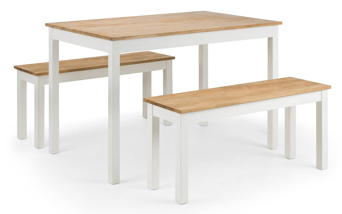 Julian Bowen Coxmoor Dining Bench for 2, Solid Oak, Ivory - H45 x W101cm