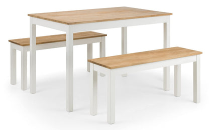 Julian Bowen Coxmoor Dining Bench for 2, Solid Oak, Ivory - H45 x W101cm