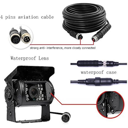 Backup Camera Camecho IR Night Vision Waterproof Reversing Camera + 10M 4 Pins Cable Kit for Car Bus Truck Caravan Camper 12V 24V Parking Assistance