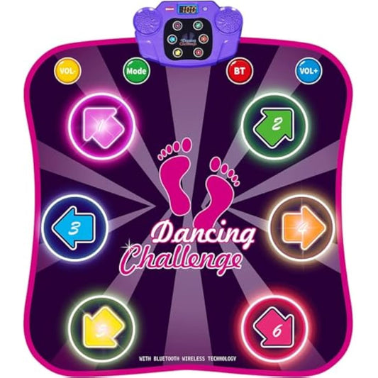 INSTOY Light Up Dance Mat for Girls：Dance Toys for 4 5 6 7 8 9 10 Year Old Girl Gifts - Music Dancing Game Pad with 5 Game Modes & Wireless Bluetooth - Birthday Gifts for Girls Boys Age 3-10