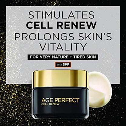 Skin Expert L'Oreal Paris Age Perfect Cell Renew Revitalising Day Cream SPF 15 for Mature Skin 50 ml, (Pack of 1)