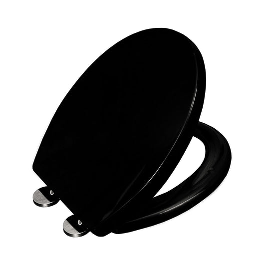 Live4gadgets Quick Release Toilet Seat Black Toilet seat Soft Close & Hinges for Easy Cleaning Universal Bathroom, Heavy-Duty UF Material, Top &