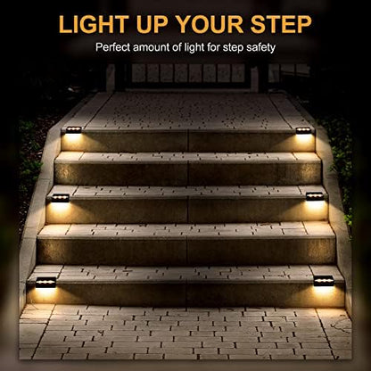 Solpex Solar Step Lights 16 Pack, Solar Outdoor Lights for Fence, IP65 Waterproof Solar Powered Outdoor LED Lights for Deck Porch Stair Yard Garden Patio Pool Decorations (Black, White)