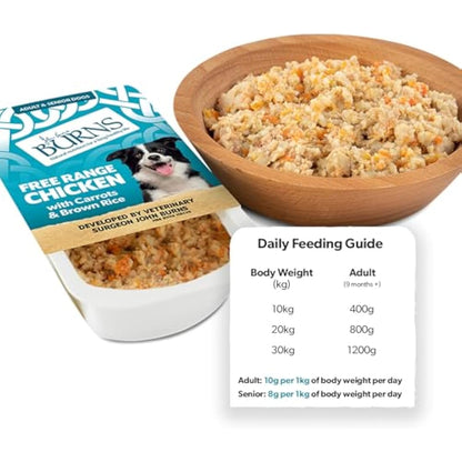 Burns Pet Natural Nutrition Adult & Senior Wet Dog Food Free Range Chicken, Carrots & Wholegrain Brown Rice 12 x 150gm
