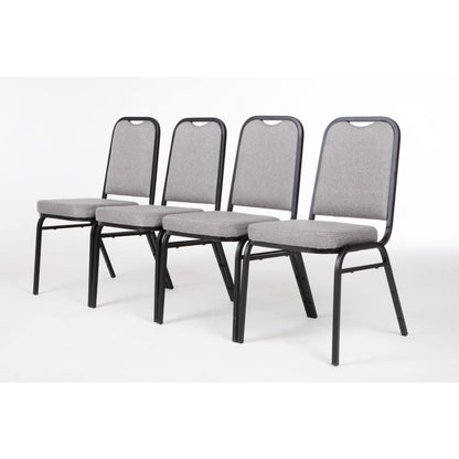 Bolero Square Back Stacking Banquet Chairs, Black & Grey (Pack of 4)