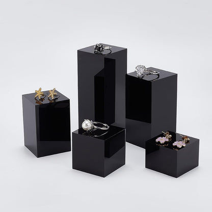 BENECREAT 5Pcs Black Acrylic Cube Display Block 3/4/6/8/10cm Solid Display Pedestal Stand for Gem Display Jewelry Display Displaying Pop Figures