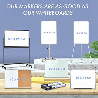 maxtek Whiteboard Pens Black, 12pcs Whiteboard Markers Dry Erase, Bullet Tip Dry Wipe Pens Low Odor for Office, Schools, Home
