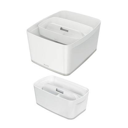 Leitz MyBox Organiser Tray with Handle Small, Storage, Waterproof, BPA Free and Food Safe, White, 53230001