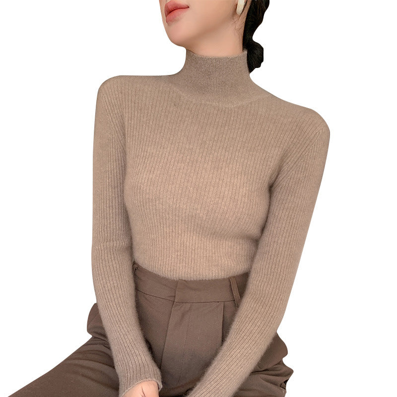 Women's Black Turtleneck Sweater Figure-flattering And Slimming