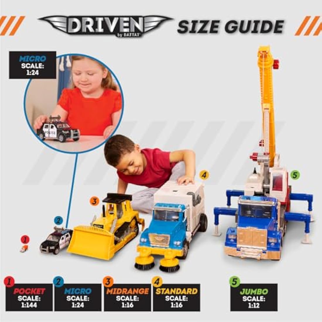 Driven by Battat – 7-Inch Tow Truck Toy with Lights & Sounds, Movable Parts, City Vehicle for Boys & Girls, Durable Design, Realistic Details, 3+ Years Toy for Kids, Nylon/a