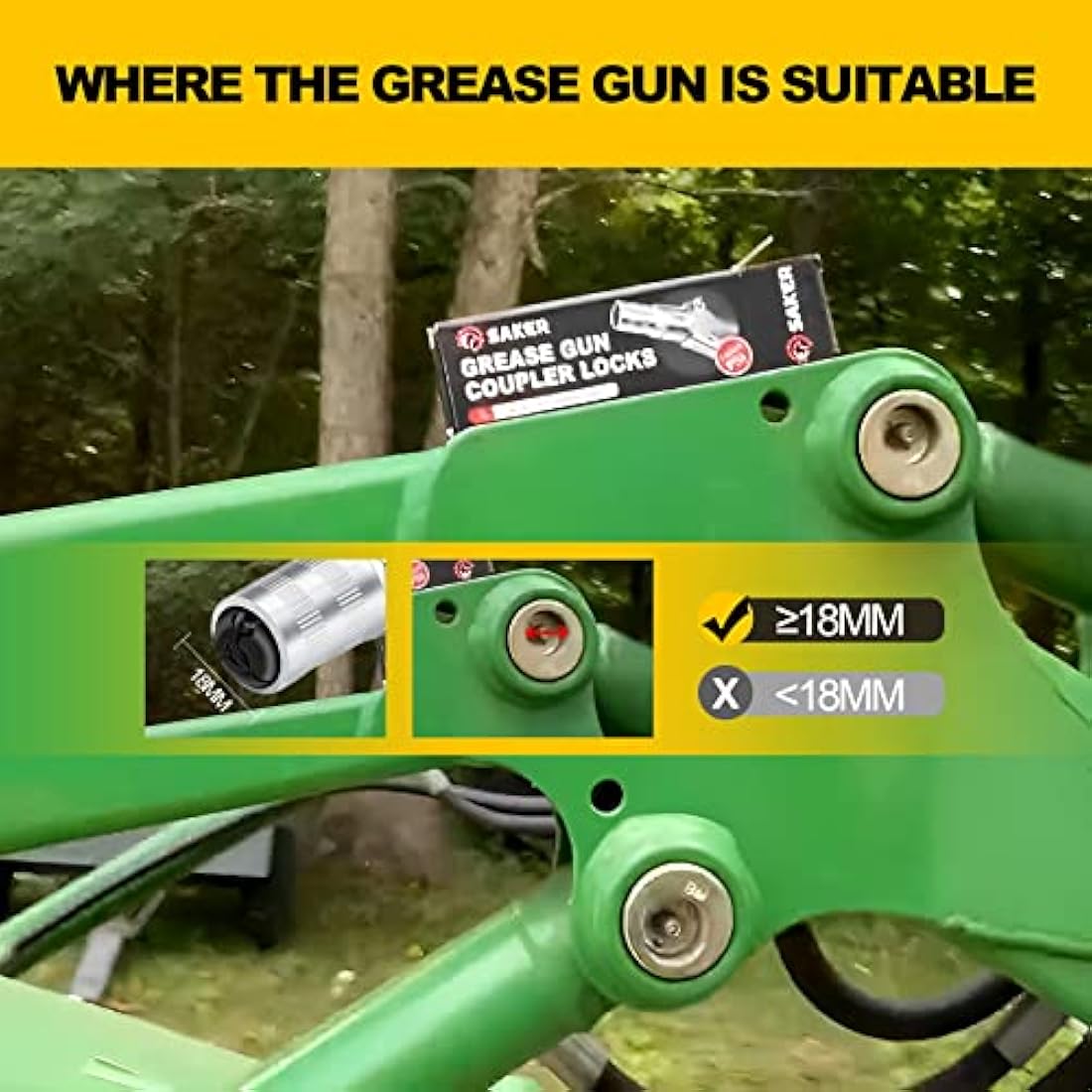 Saker Grease Gun Coupler-Upgrade to14000 PSI,Duty Quick Release Grease Couplers,Compatible with All Grease Guns 1/8" NPT Fittings(2 PCS)