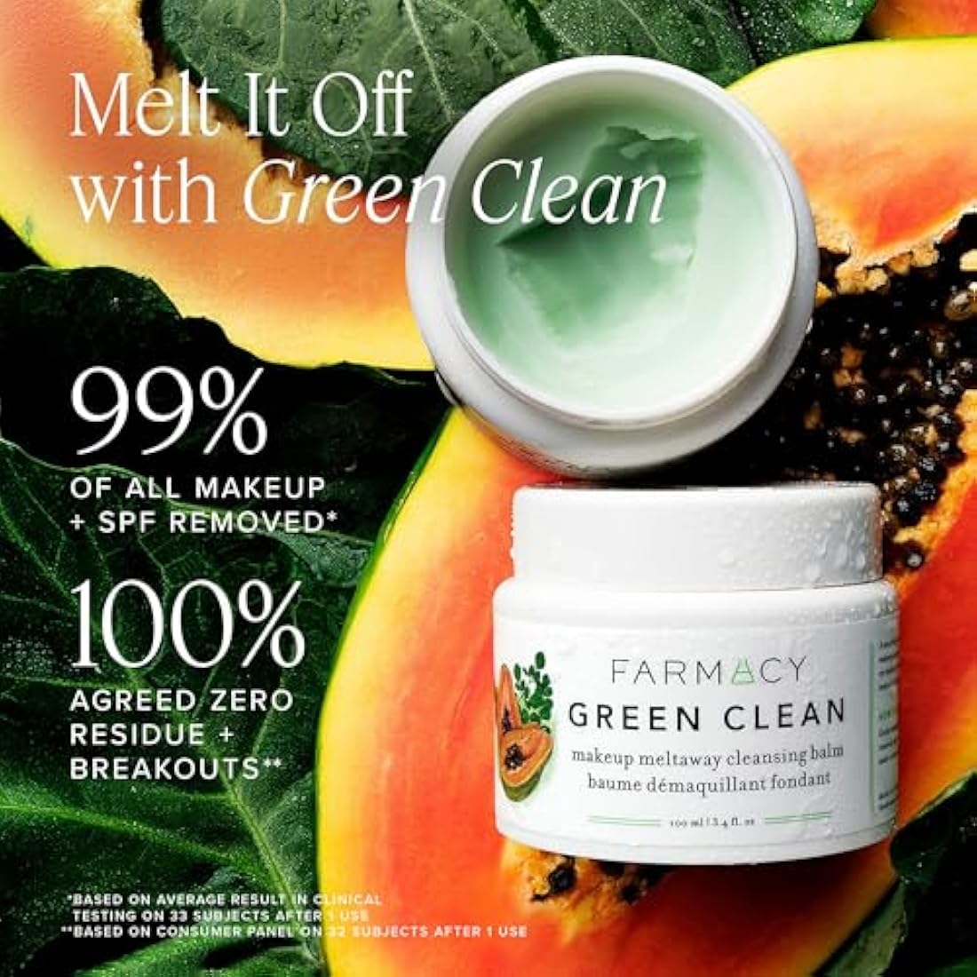 Farmacy Natural Cleansing Balm - Green Clean Makeup Remover Balm - Effortlessly Removes Makeup & SPF - 100ml Make up Cleansing Balm