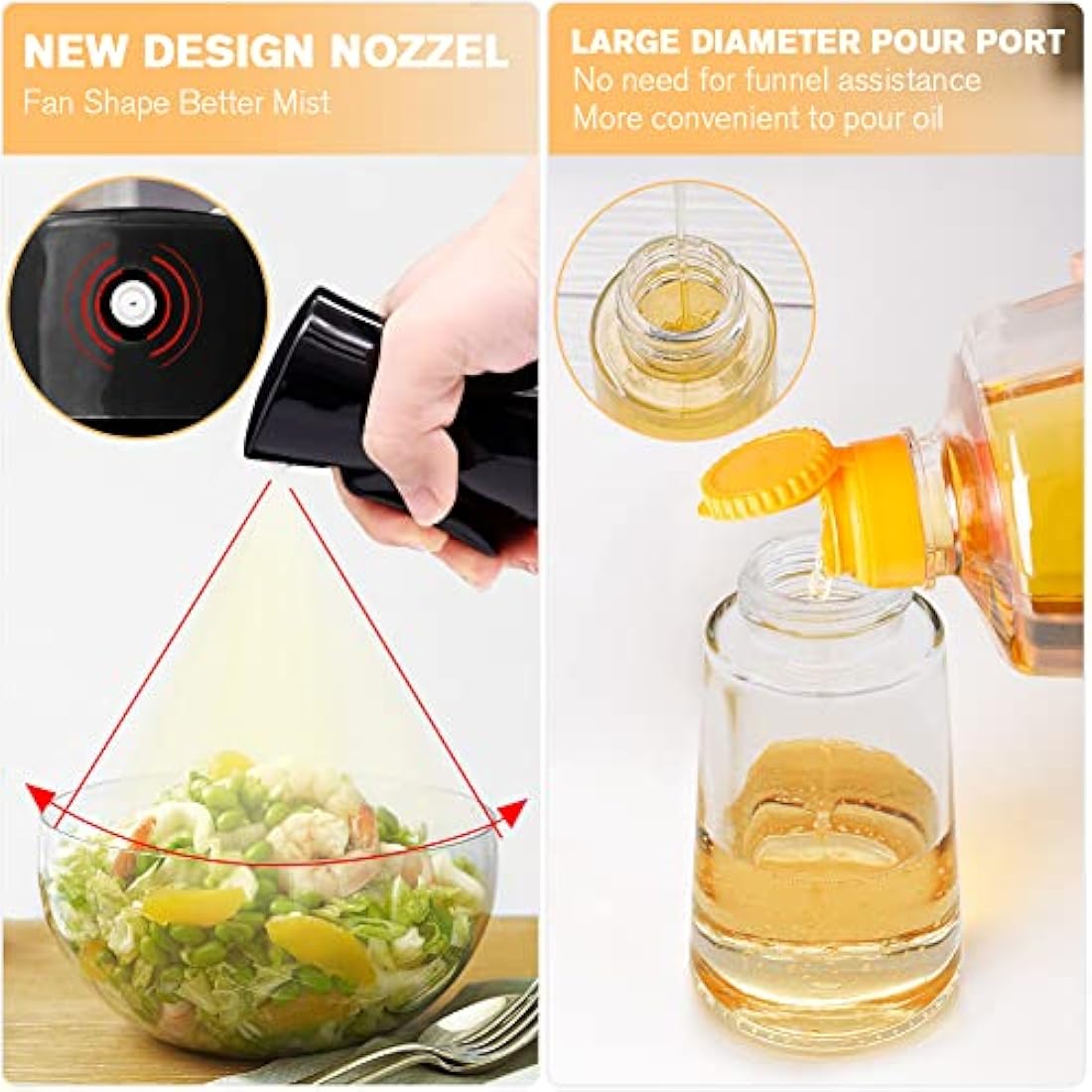 Olive Oil Sprayer for Cooking, 180ML Glass Oil Dispenser Bottle with Brush, Canola Oil Vinegar Spray Mister for Kitchen, Refillable Gadgets Accessories Widely Used for Air Fryer, Baking, Grilling