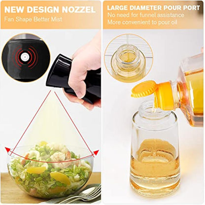 Olive Oil Sprayer for Cooking, 180ML Glass Oil Dispenser Bottle with Brush, Canola Oil Vinegar Spray Mister for Kitchen, Refillable Gadgets Accessories Widely Used for Air Fryer, Baking, Grilling