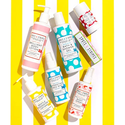 Spots & Stripes - Starter Skincare Set for Girls, Easy-to-Use and Natural Essentials for Teen and Young Skin, with Virgin Coconut, Kanuka and Niaouli, Super Gentle (150ml and 15g)