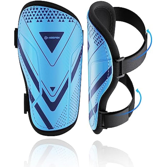AirsFish Shin Pads Boys CE Certified Kids Football Shin Guards Breathable Non Slip Extended Adjustable Straps Lightweight Soccer Shin Pads for Boys Girls Teens Leg Calf Protective Gear