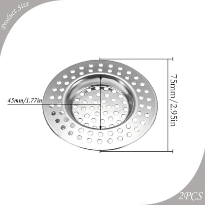 Stainless Steel Sink Filter, 2 Pcs Kitchen Sink Strainer Plug, Anti Clogging Drain Protector, Drainage Filter, Prevent Clogging, for Kitchen Sink