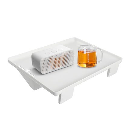 Clip-On Nightstand Tray Organizer for Top Bunk, Bedside Shelf for Bed Side Table Tray Storage with Cable Hole Loft Beds Clip On Shelf Plastic tray