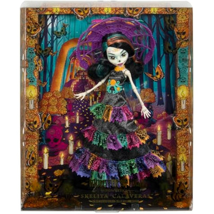 Monster High Doll, Skelita Calaveras Día De Muertos 2024 Howliday Collectible with La Catrina Hat, Papel Picado Dress, and Displayable Packaging, HXH99