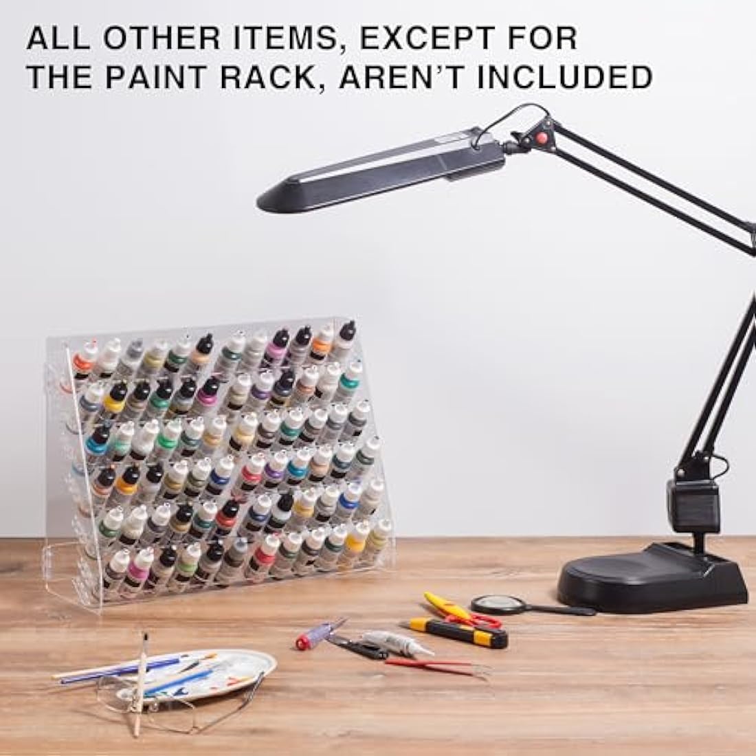 Plydolex Vallejo Acrylic Paint Rack Organizer With 72 Holes for Miniature Set - Wall-Mounted Organizers and Storage - Bottle Holder 15.8x5.1x11.6 Inch