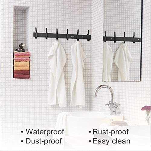 Anjuer Coat Rack with 6 Hooks Aluminum Alloy Black 20kg Load Capacity for Clothes Hat