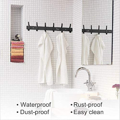 Anjuer Coat Rack with 6 Hooks Aluminum Alloy Black 20kg Load Capacity for Clothes Hat