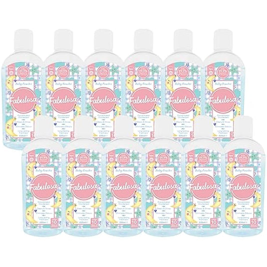 Fabulosa 4 in 1 Concentrated Antibacterial Disinfectant All Purpose Cleaner, 220ml, 12 pack, Bliss Baby Powder