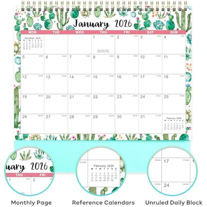 Calendar 2025-2026 - Desk Calendar 2025-2026 uk, 18 Months Calendar from July 2025 to December 2026, 10" x 8.3", Memo Pages - Rainbow Watercolor Ink