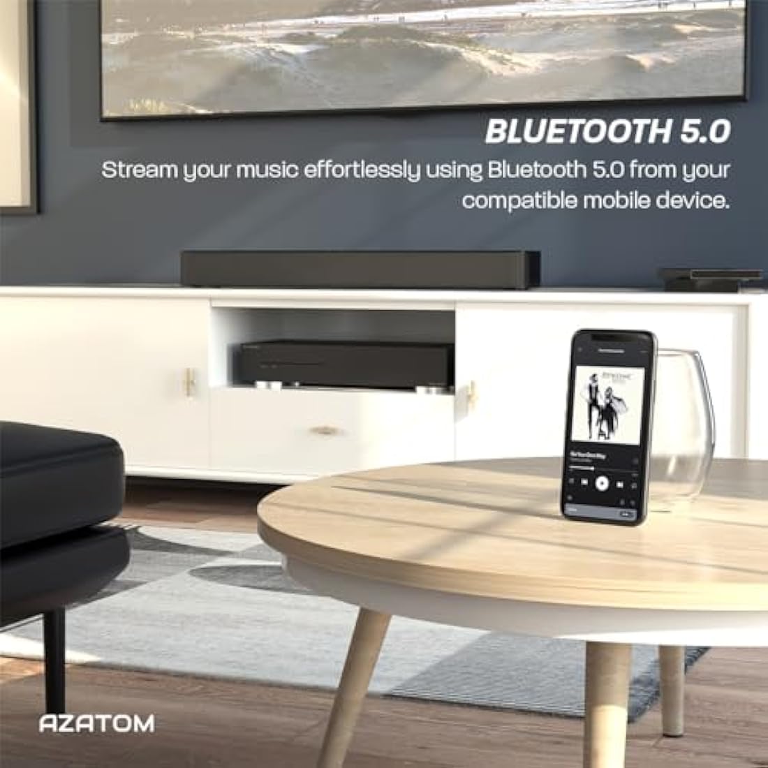 AZATOM Soundbar with Built-In Subwoofer | 120W Surround Sound, Bluetooth & Remote Control | Optical, AUX, RCA, Touch Buttons | Perfect for Home Theatre or Gaming setups Studio Pulse 2