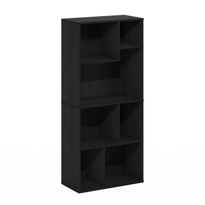 Furinno DALY Book Shelf, 7-Cube Bookshelf, Cube Storage Organizer Bookcase with Irregular Compartments, 9.4 x 18.9 x 42.1, for Living Room, Bedroom