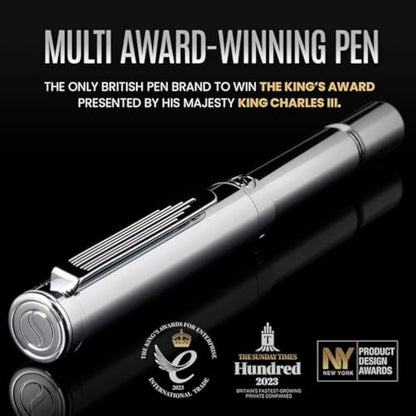 Scriveiner Silver Chrome Rollerball, Award Winning Luxury Pen, Heavy Pocket Pen with Chrome Finish, German Schmidt Refill, Best EDC Writing Pen Gift Set for Men & Women, Nice Designer Office Fancy Pen