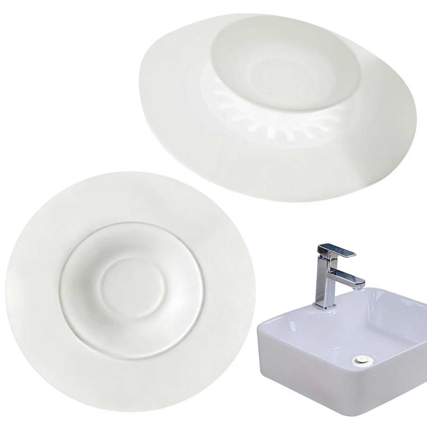 Universal Silicone Drain Plug - Washbasin Plug and Bathtub Plug with Press and Hair Strainer Function - Practical Drain Strainer for Washbasins