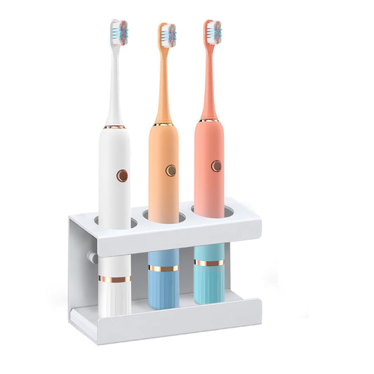 Minicoco Electric Toothbrush Holder Wall Mounted White Toothbrush Holders for Bathroom 3 Slots Electric Toothbrush Stand with Diatomite Dish?Suitable