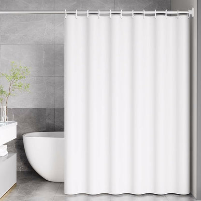 qisheng Shower Curtain for Bathroom - Mould and Mildew Resistant - White, 180 x 180 cm (71 x 71 Inch) 100% PEVA